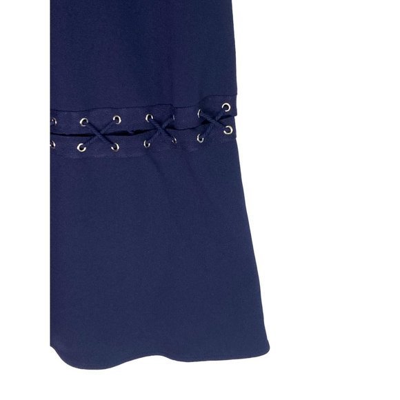 Belle Badgley Mischka‎ Size 10 Navy Blue Dress Lace Up Ruffle Hem - Picture 7 of 10